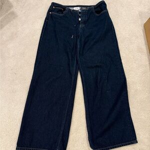 Stylish Dark Blue Wide Leg Jeans